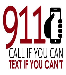 Text-to-911 logo: Call if you can, text if you can't